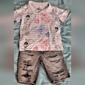 Bundle of (2) Boys Clothing Items-Shorts & Shirt/Size Small